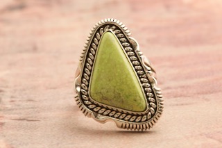 Artie Yellowhorse Genuine Gaspeite Sterling Silver Ring